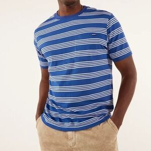 Chubbies Striped Pocket‎ Crew Neck Cotton Blend Blue White T-shirt Mens Sz L